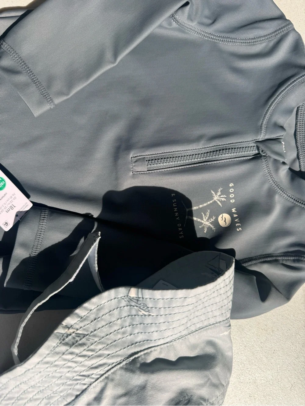 18M Carter's Light Gray and Charcoal Kids Swim Set with Hat